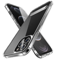 iPhone 13 Pro Max Kılıf Standlı Şeffaf Silikon L-Stand Kapak Renksiz