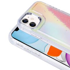 iPhone 11 Kılıf Airbagli Renkli Arka Yüzey Boncuk Tasarımlı Kumul Kapak