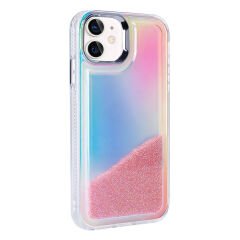 iPhone 11 Kılıf Airbagli Renkli Arka Yüzey Boncuk Tasarımlı Kumul Kapak