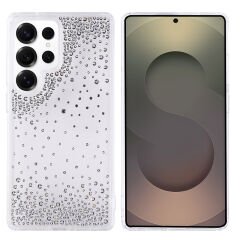 Samsung Galaxy S25 Ultra Kılıf Airbag Tasarımlı Damla Taşlı Şeffaf Pera Silikon Kapak