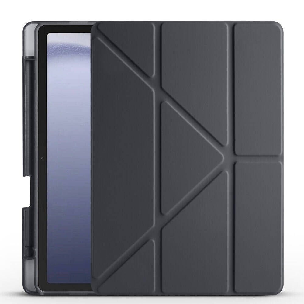 Samsung Galaxy Tab A9 Kılıf Tri Folding Kalem Bölmeli Standlı Kılıf Siyah