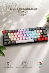Oyuncu Klavyesi Rgb Işıklı Mekanik Şarjlı Kablosuz Blue Switch Q Klavye TK11