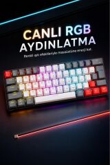 Oyuncu Klavyesi Rgb Işıklı Mekanik Şarjlı Kablosuz Blue Switch Q Klavye TK11