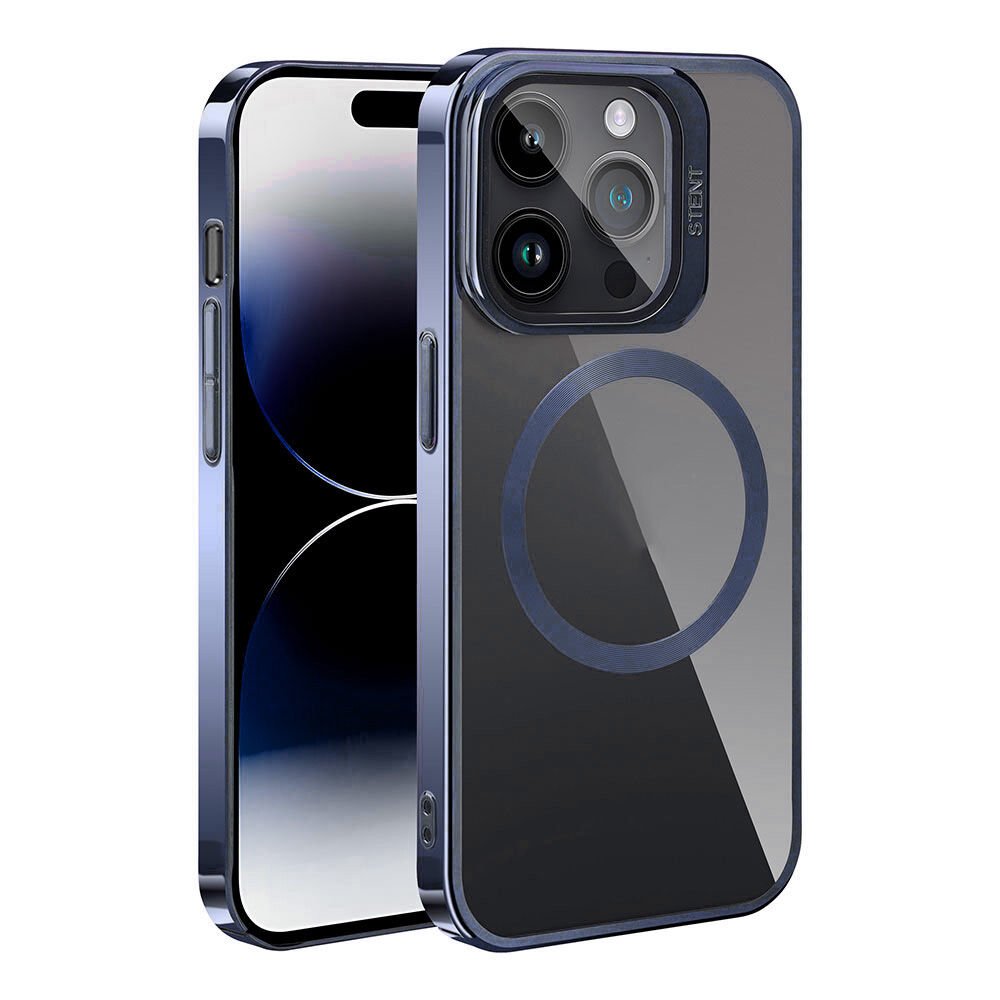 iPhone 15 Pro Kılıf Magsafe Wireless Şarj Özellikli Standlı Klon Kapak Kılıf Lacivert