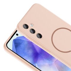 Samsung Galaxy A57 Kılıf Meta Lansman Magsafe Kamera Korumalı içi Kadife Yumuşak Renkli Süet Silikon