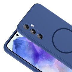 Samsung Galaxy A57 Kılıf Meta Lansman Magsafe Kamera Korumalı içi Kadife Yumuşak Renkli Süet Silikon