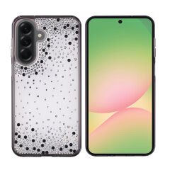 Samsung Galaxy A56 Kılıf Airbag Tasarımlı Damla Taşlı Şeffaf Pera Silikon Kapak Siyah