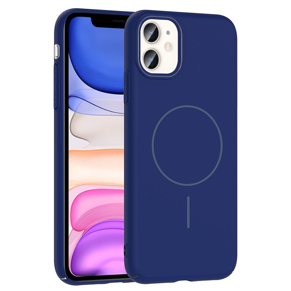 iPhone 11 Kılıf Kablosuz Şarj Özellikli Ruby Silikon Kapak Lacivert