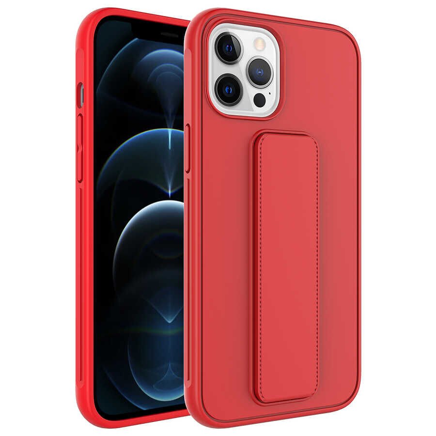 iPhone 12 Pro Kılıf Qstand Kapak Kırmızı
