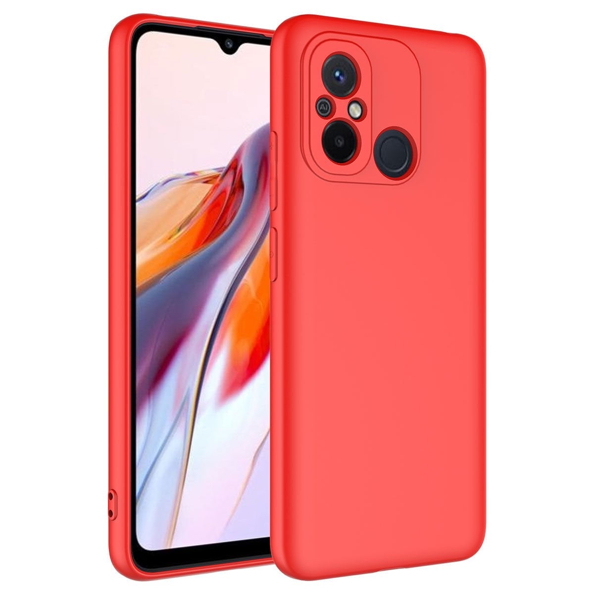 Xiaomi Redmi 12C Kılıf Kamera Korumali Mara Lansman Kapak Kırmızı