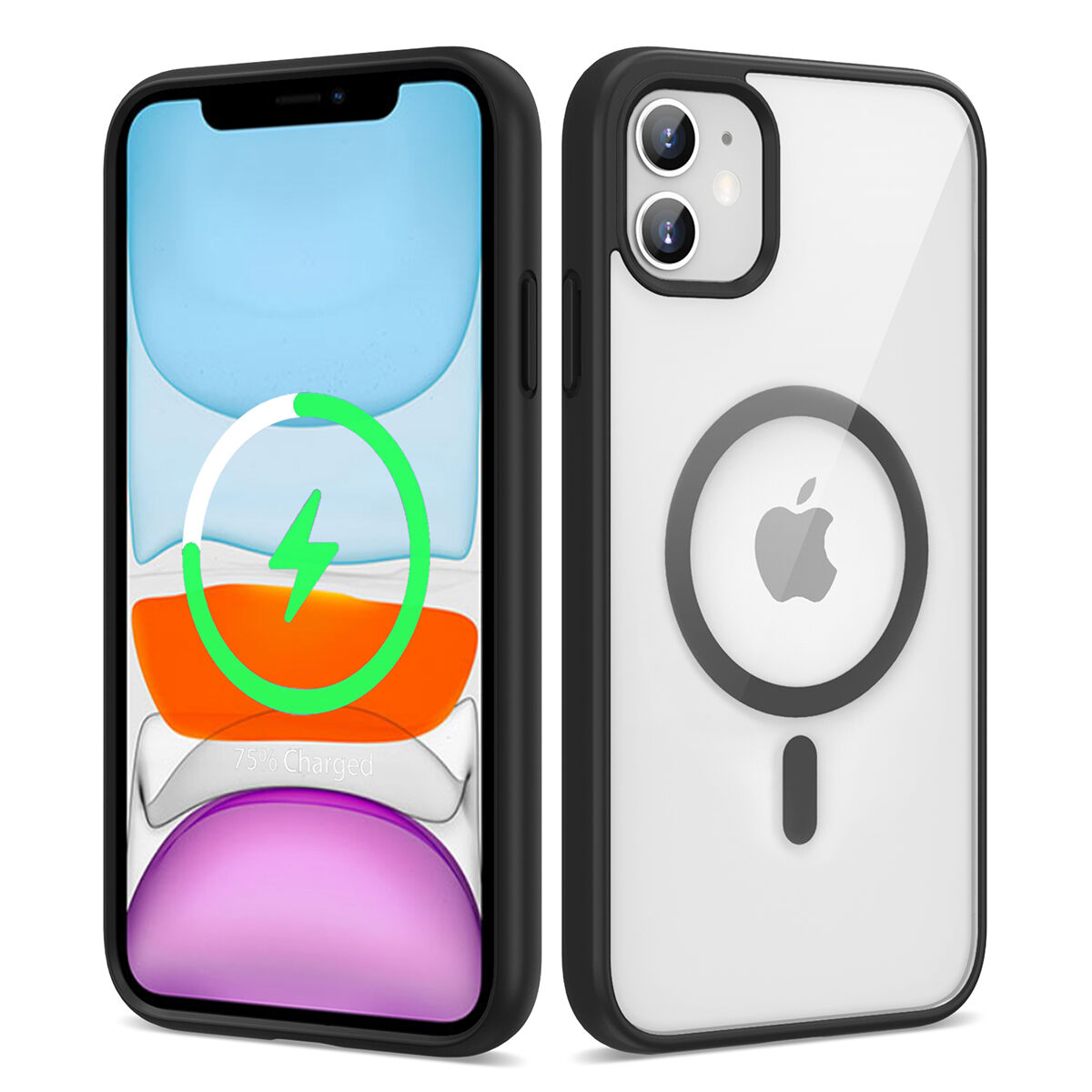 iPhone 12 Kılıf Magsafe Wireless Şarj Özellikli Silikon Ege Kapak kılıf Siyah