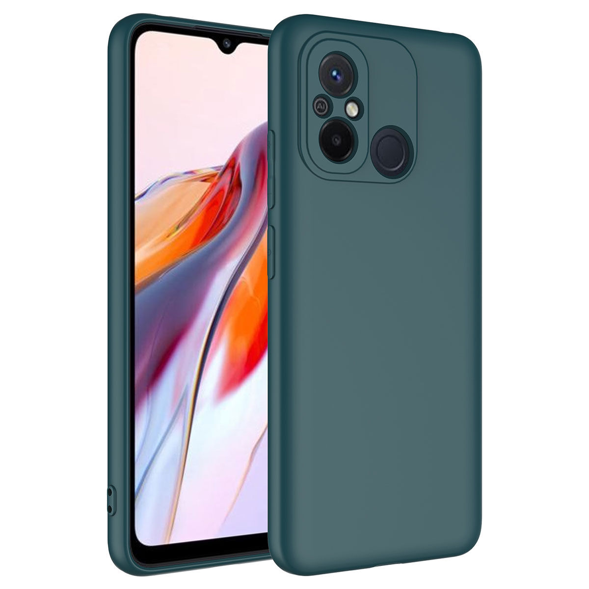 Xiaomi Redmi 12C Kılıf Kamera Korumali Mara Lansman Kapak Koyu Yeşil