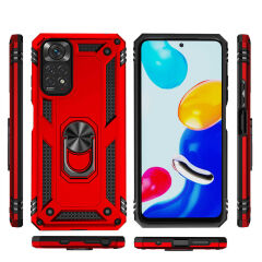 Xiaomi Redmi Note 11 Global Kılıf Vega Tank Sert Yüzüklü Standlı Zırh Koruma Kapak