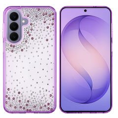 Samsung Galaxy S26 Plus Kılıf Airbag Tasarımlı Damla Taşlı Şeffaf Pera Silikon Kapak Siyah