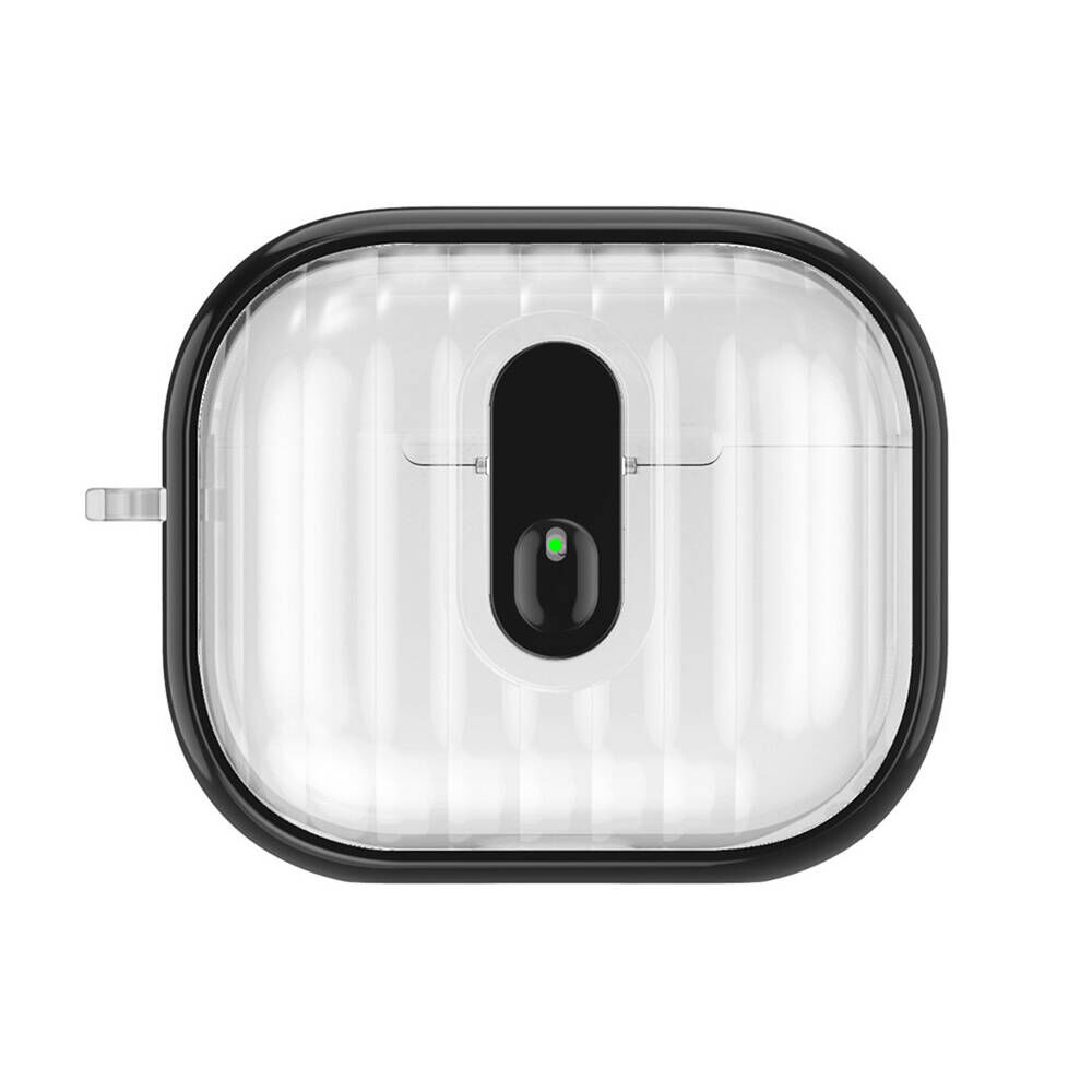 Airpods 4 Kılıf Kenarları Renkli Şeffaf Dilimli Silikon Airbag 40 Kılıf Siyah