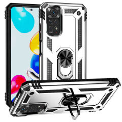 Xiaomi Redmi Note 11 Global Kılıf Vega Tank Sert Yüzüklü Standlı Zırh Koruma Kapak Gri