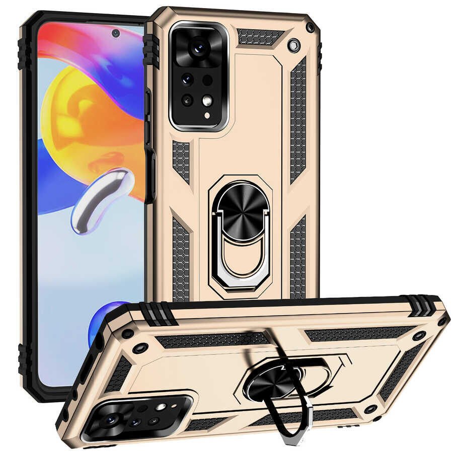 Xiaomi Redmi Note 11 Pro 5G Kılıf Vega Tank Sert Yüzüklü Standlı Zırh Koruma Kapak