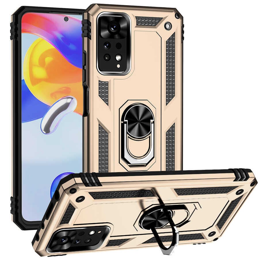 Xiaomi Redmi Note 11 Pro 5G Kılıf Vega Tank Sert Yüzüklü Standlı Zırh Koruma Kapak