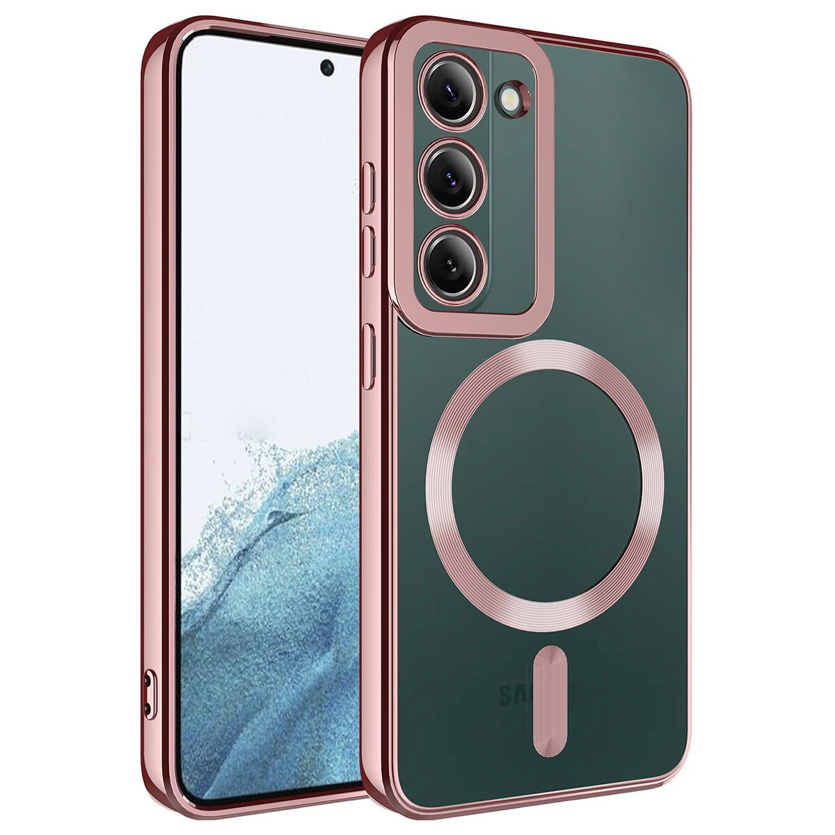 Samsung Galaxy S23 Kılıf Magsafe Wireless Şarj Özellikli Setro Silikon Rose Gold