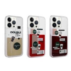 iPhone 14 Pro Kılıf Desenli Sıvılı Drink Silikon Kapak