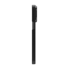 iPhone 15 Pro Kılıf Magsafe Şarj Özellikli 600D Kevlar Krek Karbon Standlı Kapak Siyah
