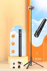 C10 Çok Amaçlı Tripod Kumandalı Selfie Çubuğu 183 Cm Siyah