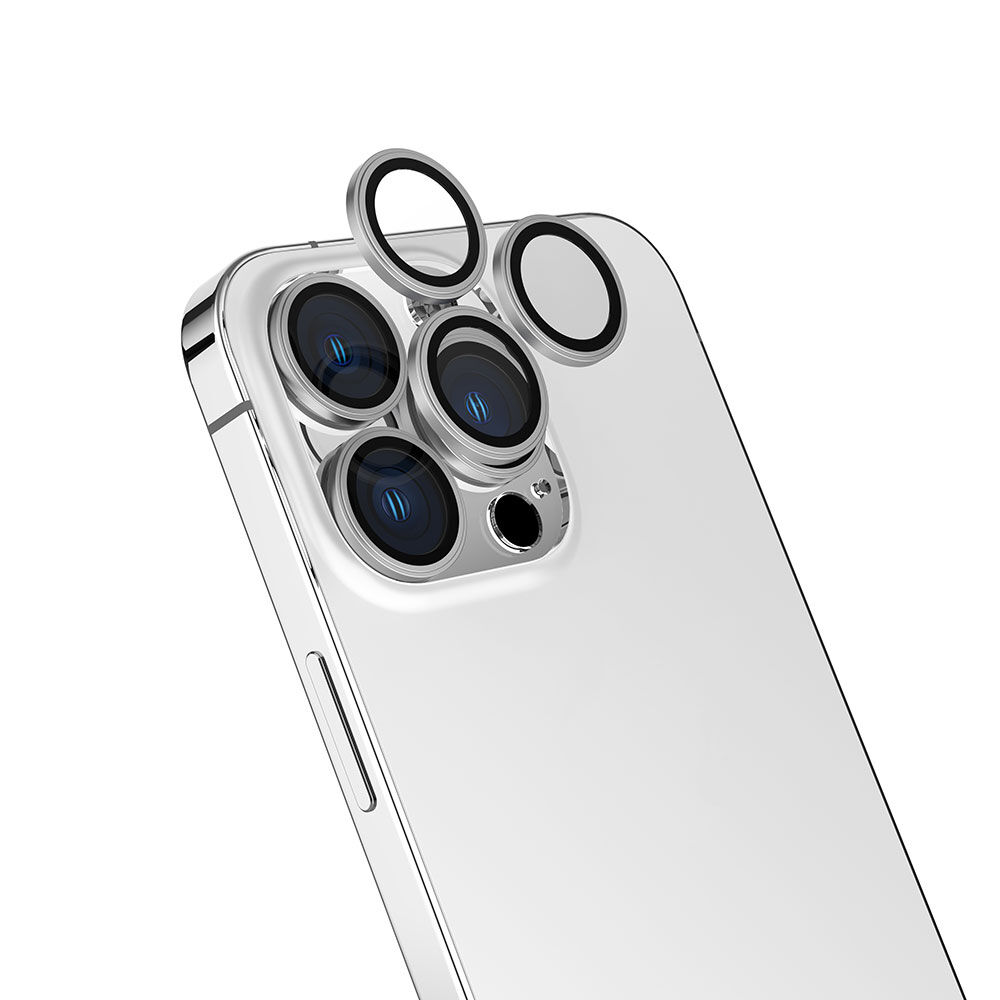 iPhone 15 Pro CL-13 Kamera Lens Koruyucu Gümüş
