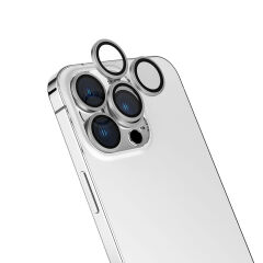 iPhone 15 Pro CL-13 Kamera Lens Koruyucu Gümüş