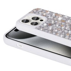 iPhone 15 Pro Kılıf Parlak Taşlı Tasarım Linea Kapak