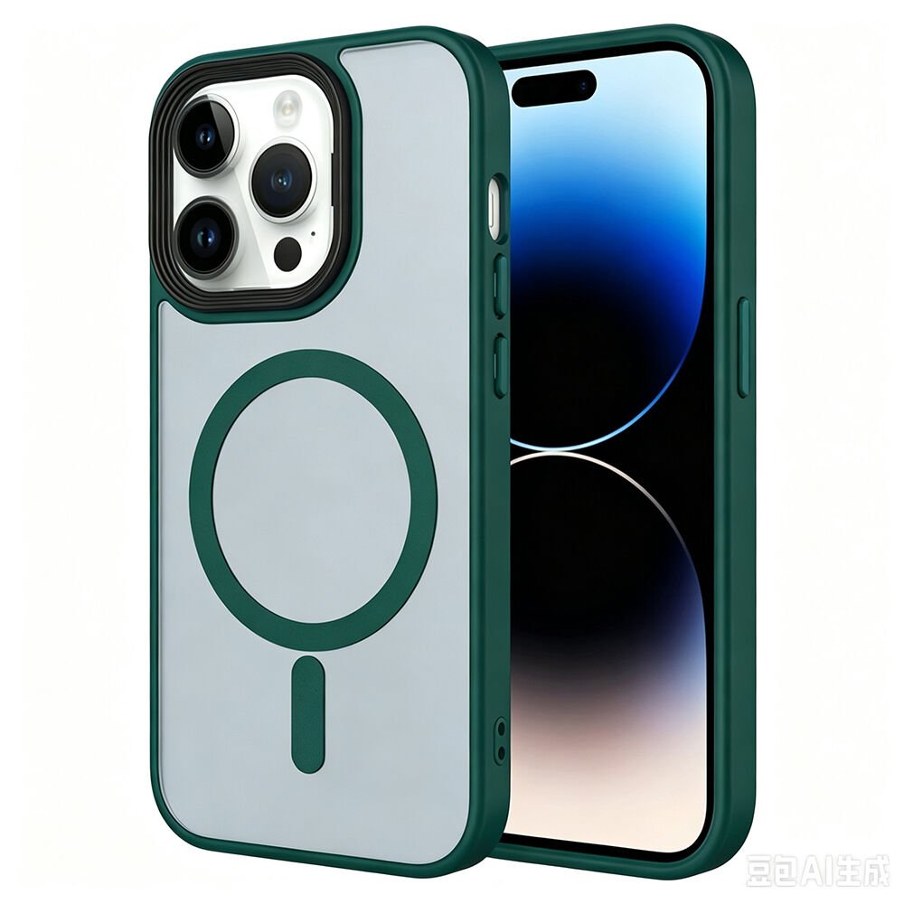 iPhone 13 Pro Max Kılıf Mat Arka Yüzey Wireless Şarj Özellikli  Flet Magsafe Kapak kılıf Koyu Yeşil