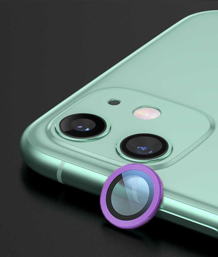 iPhone 12 CL-02 Kamera Lens Koruyucu Mor