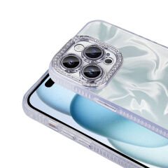iPhone 15 Pro Max Kılıf Airbagli Parlak Taş Detay Tasarımlı Zore Esila Kapak