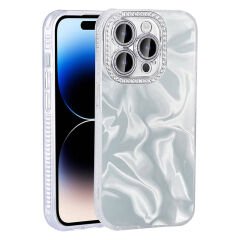 iPhone 15 Pro Max Kılıf Airbagli Parlak Taş Detay Tasarımlı Zore Esila Kapak Pembe