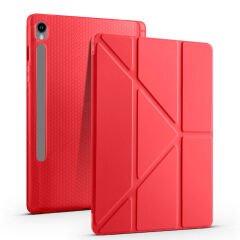Samsung Galaxy Tab S9 FE Kılıf Tri Folding Kalem Bölmeli Standlı Kılıf Rose Gold