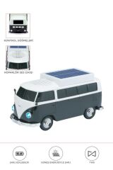 Bluetooth Hoparlör Retro Araba Vosvos Tasarımlı Solar Şarjlı Speaker D70 Siyah