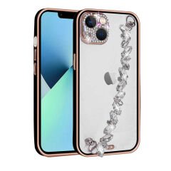 iPhone 13 Kılıf Taş Süslemeli Kamera Korumalı El Tutamaçlı  Blazer Kapak