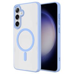 Samsung Galaxy S24 Plus Kılıf Magsafe Şarj Özellikli Krom Magsafe Silikon Kapak Pembe