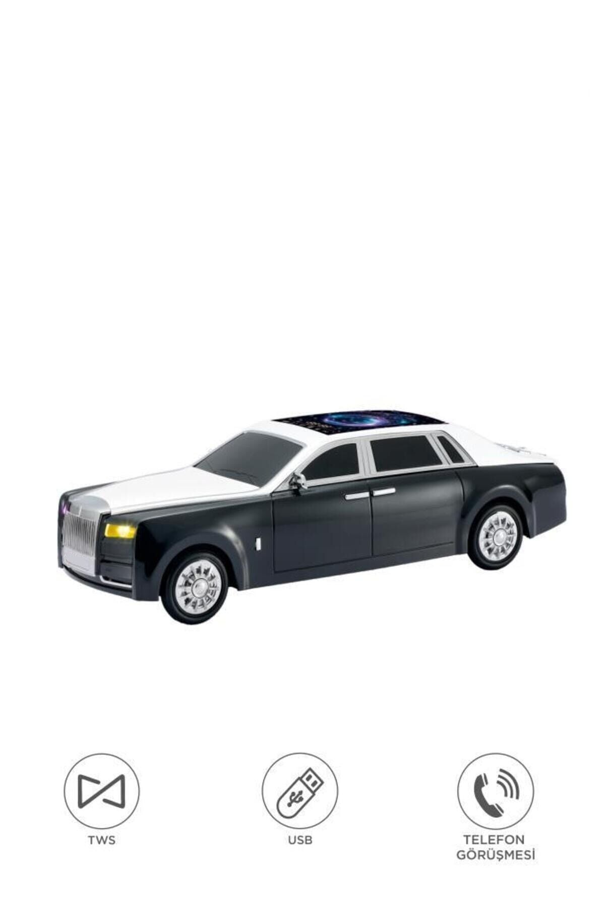 Bluetooth Hoparlör Rolls-Royce Görünümlü Araba Led Ekranlı 15W TWS FM USB Speaker D82