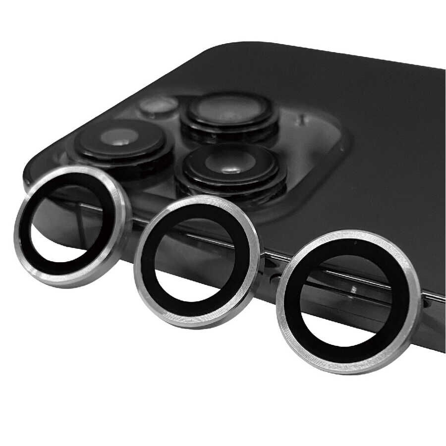 iPhone 15 Pro CL-07 Kamera Lens Koruyucu Gümüş