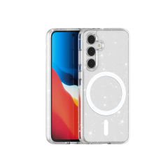 Samsung Galaxy S24 FE Kılıf Magsafe Şarj Özellikli Parlayan Simli Saydam Renkli Allstar Kapak