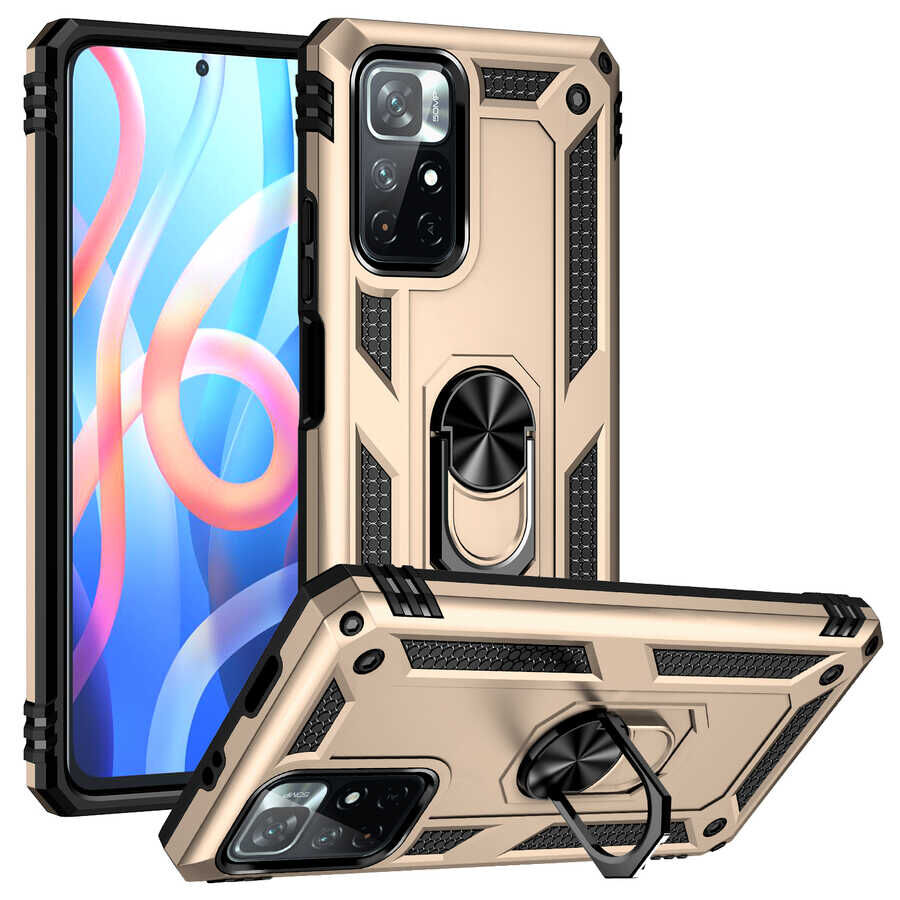Xiaomi Redmi Note 11T 5G Kılıf Vega Tank Sert Yüzüklü Standlı Zırh Koruma Kapak