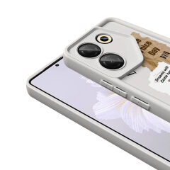 Tecno Camon 20 Pro 5G Kılıf Kamera Korumalı Baskılı Arka Yüzey Klas Kapak Siyah