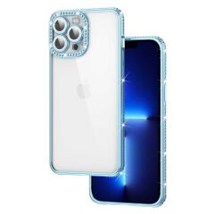 iPhone 13 Pro Max Kılıf Kamera Korumalı Taşlı Mina Kapak