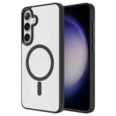 Samsung Galaxy S24 Kılıf Magsafe Şarj Özellikli Krom Magsafe Silikon Kapak Lacivert