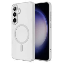 Samsung Galaxy S24 Kılıf Magsafe Şarj Özellikli Krom Magsafe Silikon Kapak Lacivert