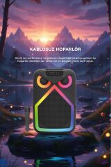 Bluetooth Hoparlör Baykuş Görünümlü 50W RGB LED Işıklı Kablosuz Mikrofonlu Taşınabilir Karaoke Speaker