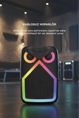 Bluetooth Hoparlör Baykuş Görünümlü 50W RGB LED Işıklı Kablosuz Mikrofonlu Taşınabilir Karaoke Speaker