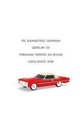 Bluetooth Hoparlör Cadillac 1969 Görünümlü Retro  Klasik Araba Tasarımlı 10W FM USB TWS Speaker D83 Beyaz