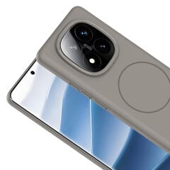 Xiaomi Redmi Note 14 Pro Plus Kılıf Kablosuz Şarj Özellikli Ruby Silikon Kapak Desert Titanyum