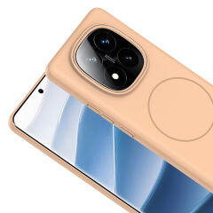 Xiaomi Redmi Note 14 Pro Plus Kılıf Kablosuz Şarj Özellikli Ruby Silikon Kapak Desert Titanyum